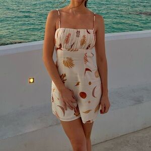 Astr Women's Midi Dress - Cream and Orange